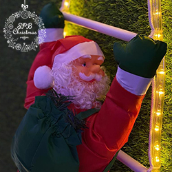 Объемная световая фигура «Дед Мороз на светящейся лестнице» (60см)